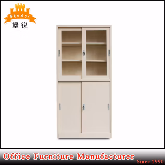 up Glass Down Metal Sliding Door Office Laboratory Storage Cabinet