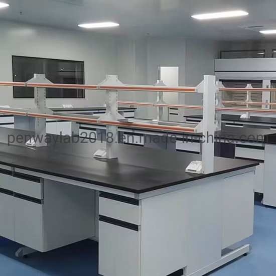 Steel Frame Wood Cabinet Epoxy Resin Worktop Laboratory Workbenches